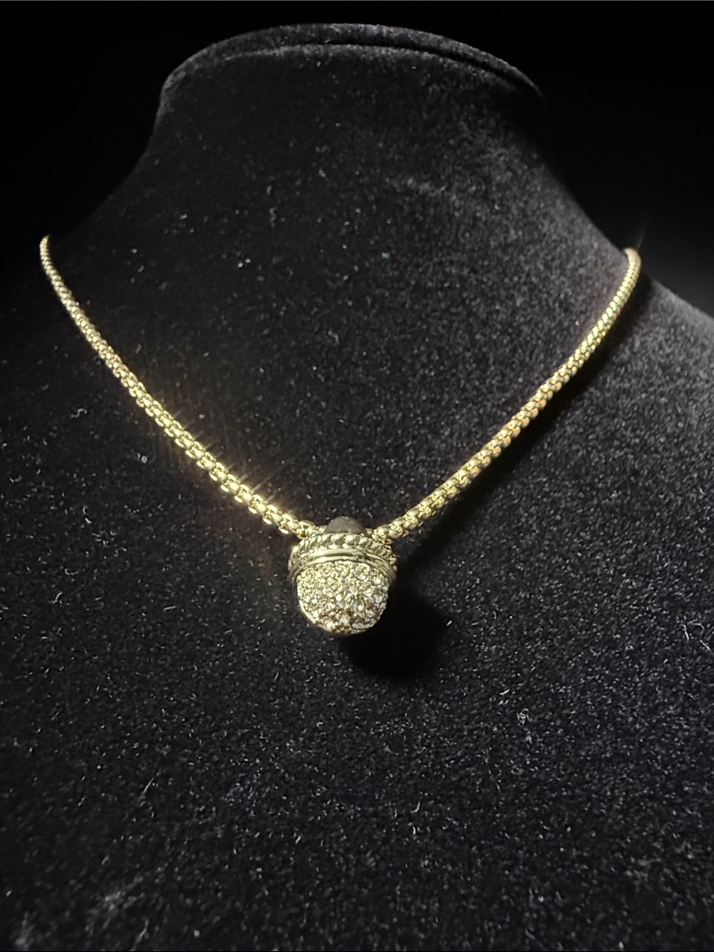 Gold-Tone Pave Acorn Pendant Necklace - Women Jewelry